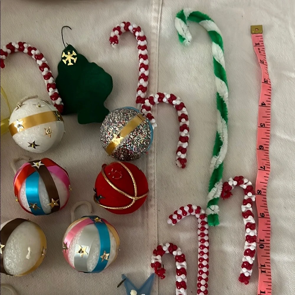 VTG Handmade Christmas Ornaments and Candy Cane Set